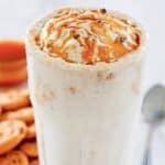 Homemade chips ahoy mcflurry in a tall glass.