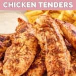 Homemade Popeyes blackened chicken tenders on a plate.