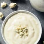 A bowl of copycat Simon & Seafort's blue cheese dressing.