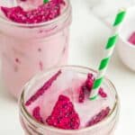 Two homemade Starbucks dragon drink with dragon fruit
