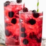 Copycat Starbucks very berry hibiscus tea drink in two glasses.
