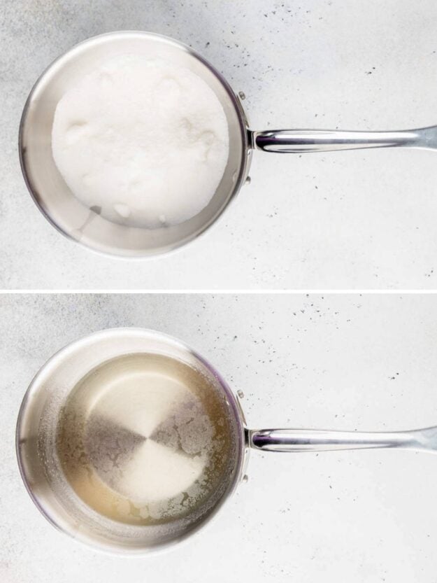Making thick simple syrup.