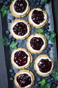 Copycat Crumbl blueberry cheesecake cookies.