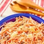 A bowl of copycat Chick-fil-A carrot and raisin salad.