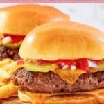 Homemade Chili's big qp burger with cheese.