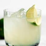 Homemade Chipotle Mexican Grill margarita in an old-fashioned glass.