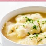 A bowl of homemade cracker barrel dumplings.