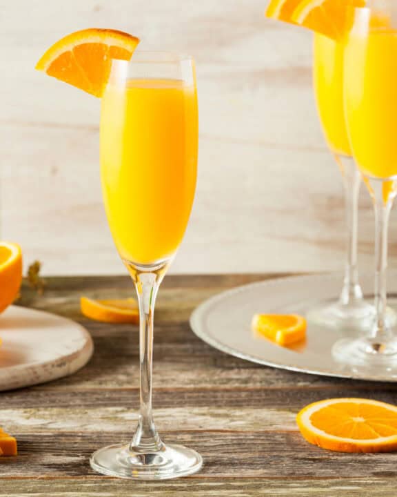 Mimosas made with fresh orange juice