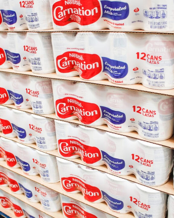 Evaporated milk in a store