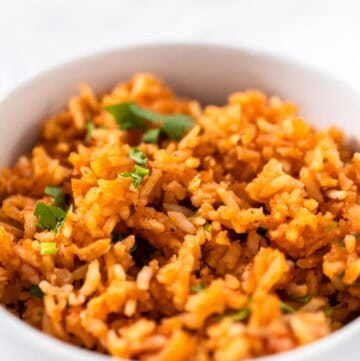 A bowl of copycat Guadalajara Spanish rice.