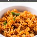 Homemade Guadalajara Spanish rice in a serving bowl.