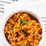 A bowl of homemade Guadalajara Spanish rice.