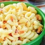 Homemade macaroni salad in a bowl.