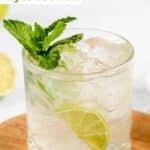 Homemade mojito cocktail in a lowball glass.