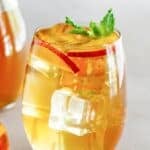 A glass of copycat Olive Garden peach iced tea.