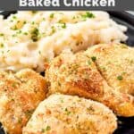 Potato flake baked chicken and mashed potatoes.
