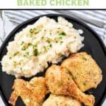 Four pieces of potato flake chicken and mashed potatoes on a plate.