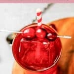 Homemade Ruby Tuesday killer kool aid garnished with cherries.