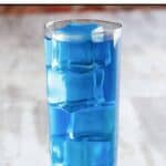 Homemade Sonic ocean water drink on a marble surface.
