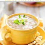 A bowl of homemade Sweet Tomatoes creamy clam chowder.