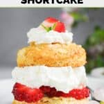 Homemade Ted's strawberry shortcake dessert with fresh strawberries.