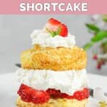 Homemade Ted's Montana Grill strawberry shortcake dessert on a plate.