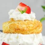 Homemade Ted's Montana Grill strawberry shortcake on a plate.