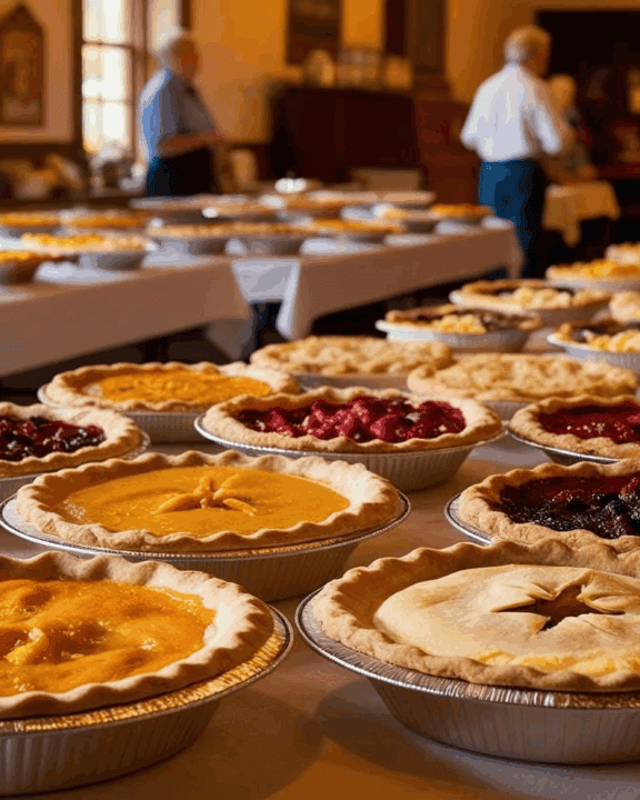 homemade pies served at a church supper
