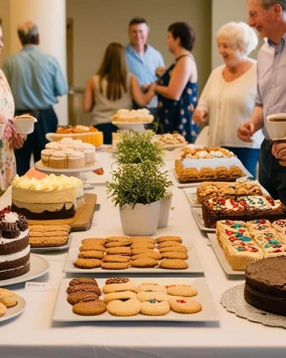 many different desserts on a table at a potluck