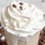 Homemade Chick-fil-A frosted coffee garnished with coffee beans.