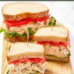 Homemade chicken salad chick barbie-q chicken salad sandwiches.
