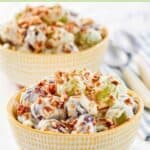 Two servings of homemade chicken salad chick grape salad.