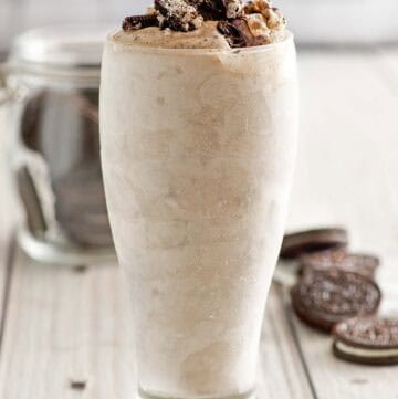 Copycat Dairy Queen oreo blizzard in a tall glass.