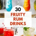 Four different fruity rum cocktails.