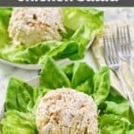 Homemade Jason's Deli chicken salad served on top of lettuce on two plates.