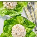 Two servings of homemade Jason's deli chicken salad and two forks.