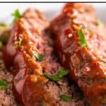 Two slices of Mamma Joe's meatloaf.