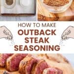 Copycat Outback Steakhouse steak seasoning ingredients and the spice blend in a bowl.