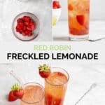 Copycat Red Robin freckled lemonade ingredients and the drink.