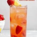 A glass of homemade Red Robin freckled lemonade.