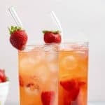 Two glasses of homemade Red Robin freckled lemonade.