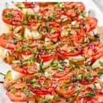 Homemade Spaghetti Warehouse caprese bruschetta appetizer.