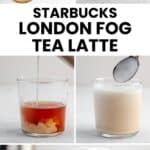 Making and serving a copycat Starbucks London fog tea latte.