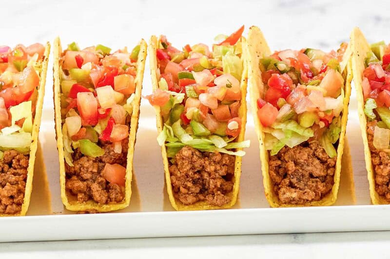Copycat taco bell fresco tacos on a platter.