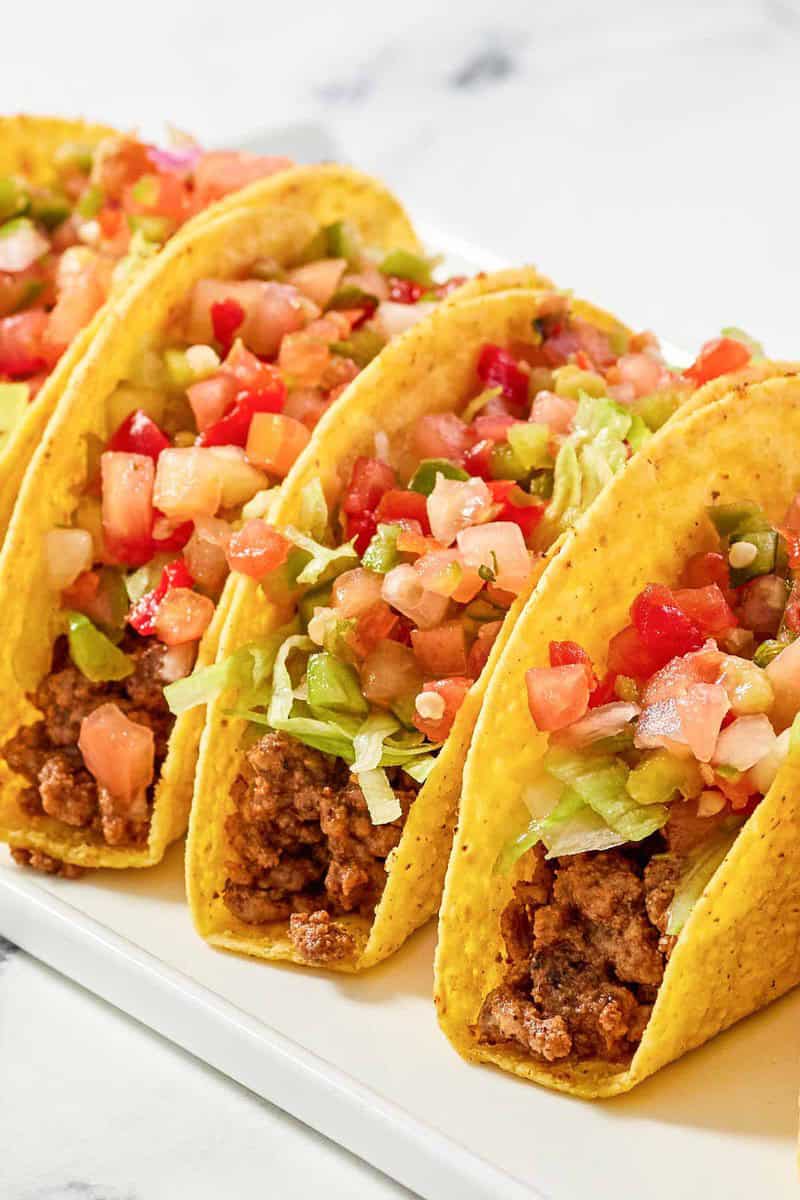 Copycat taco bell fresco tacos on a platter.