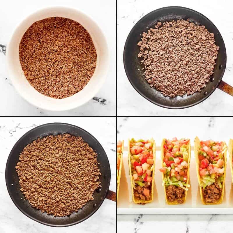 Making copycat Taco Bell seasoned beef and fresco tacos.