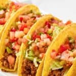 Homemade taco bell crunchy fresco style tacos on a platter.