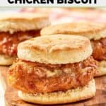 Homemade Wendy's honey butter chicken biscuits on a serving board.