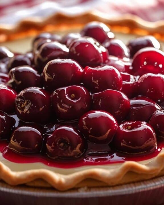 A no bake cherry cheesecake pie