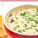 A bowl of Applebee's queso blanco dip.